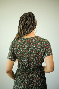 Green Floral print jumpsuit